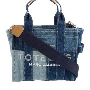 Marc Jacobs Two-Tone Blue Denim Messenger Tote with Navy Strap